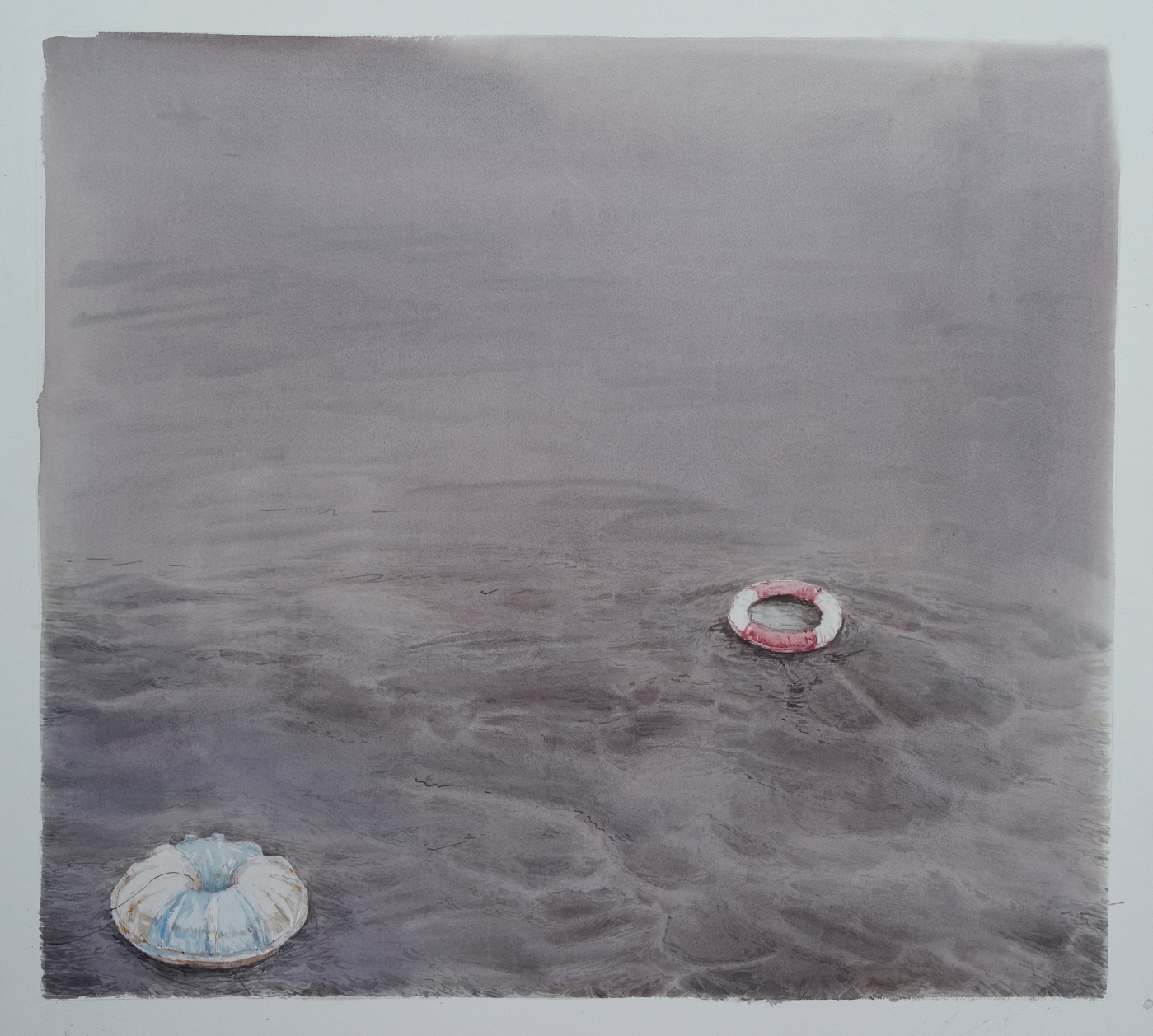 23.《飄》，110x120cm，紙本水彩，2014