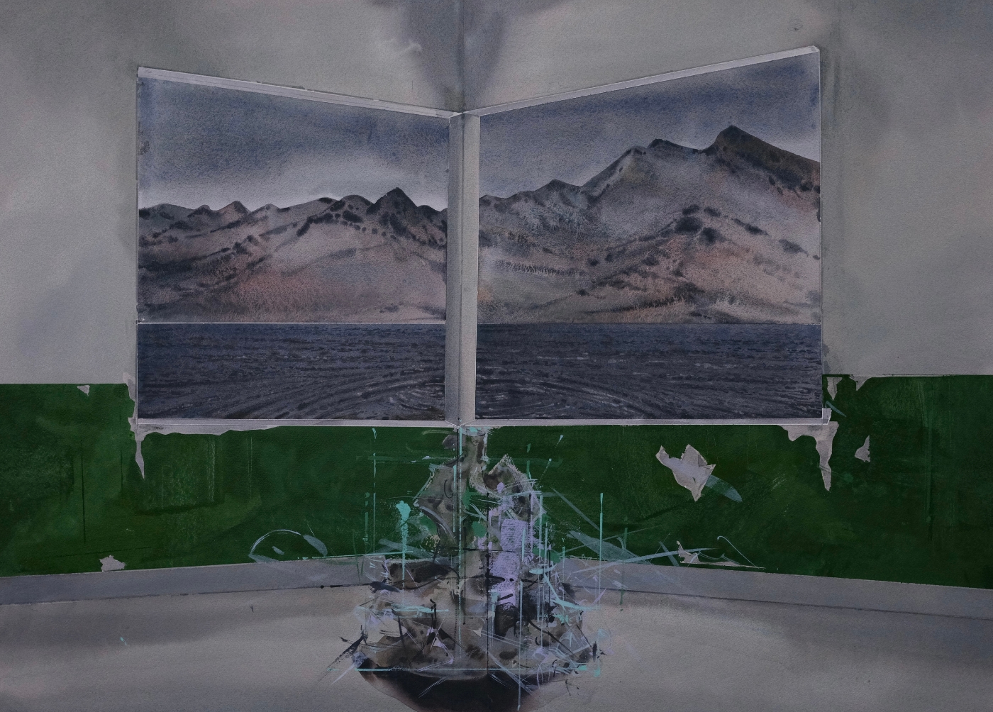 24.《山外山之二》，75 x105cm，紙本水彩，2022