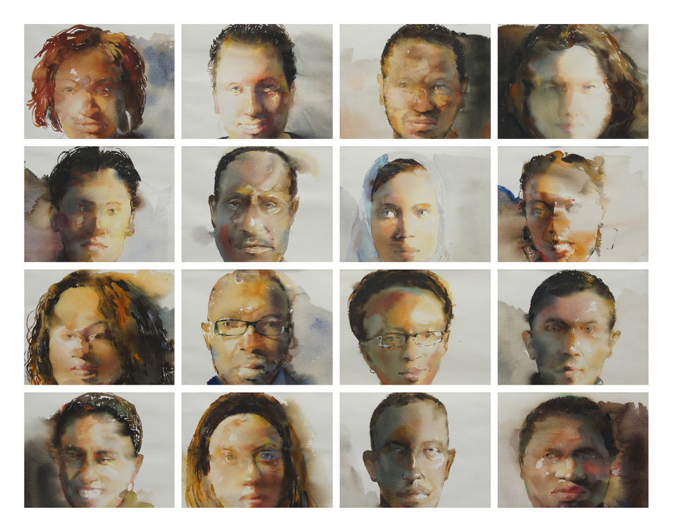 36.面孔2008 120寬x80cm 2008 紙本水彩