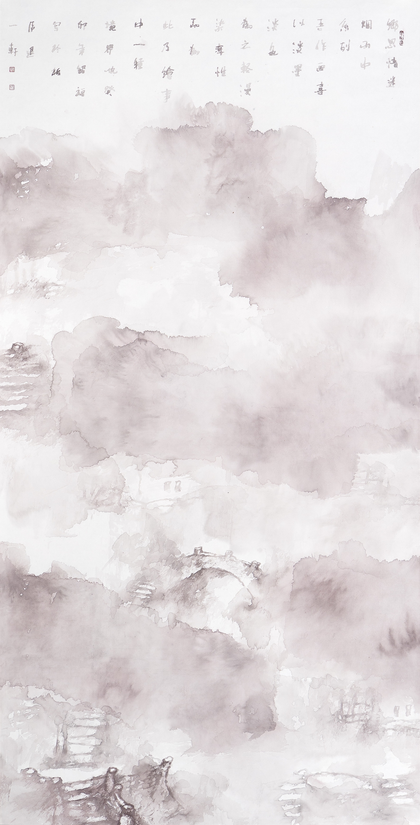 呂紹?！多l(xiāng)思情迷煙雨中》180cmx96cm