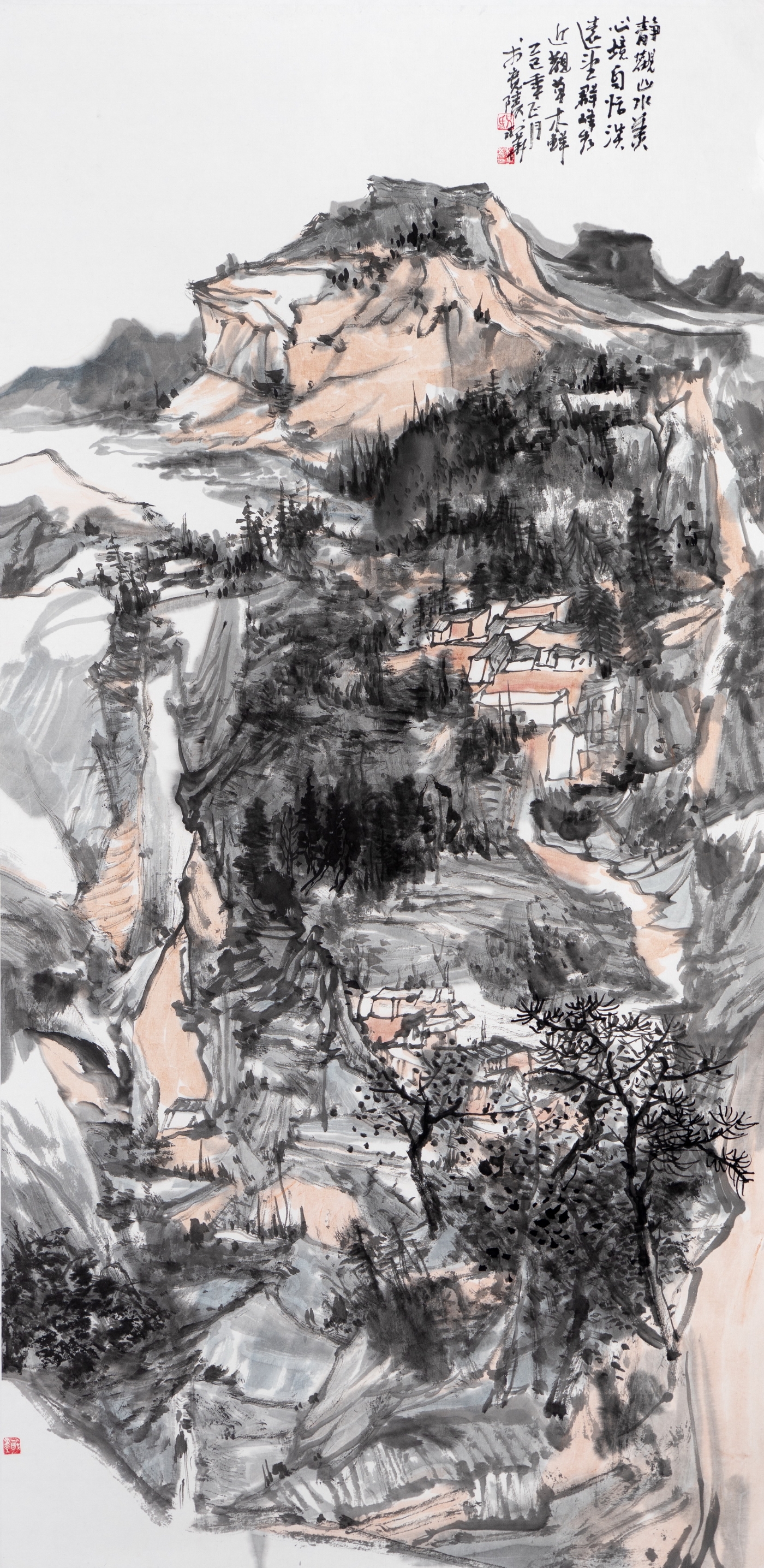 倪利華《靜觀山水美》138cmx68cm