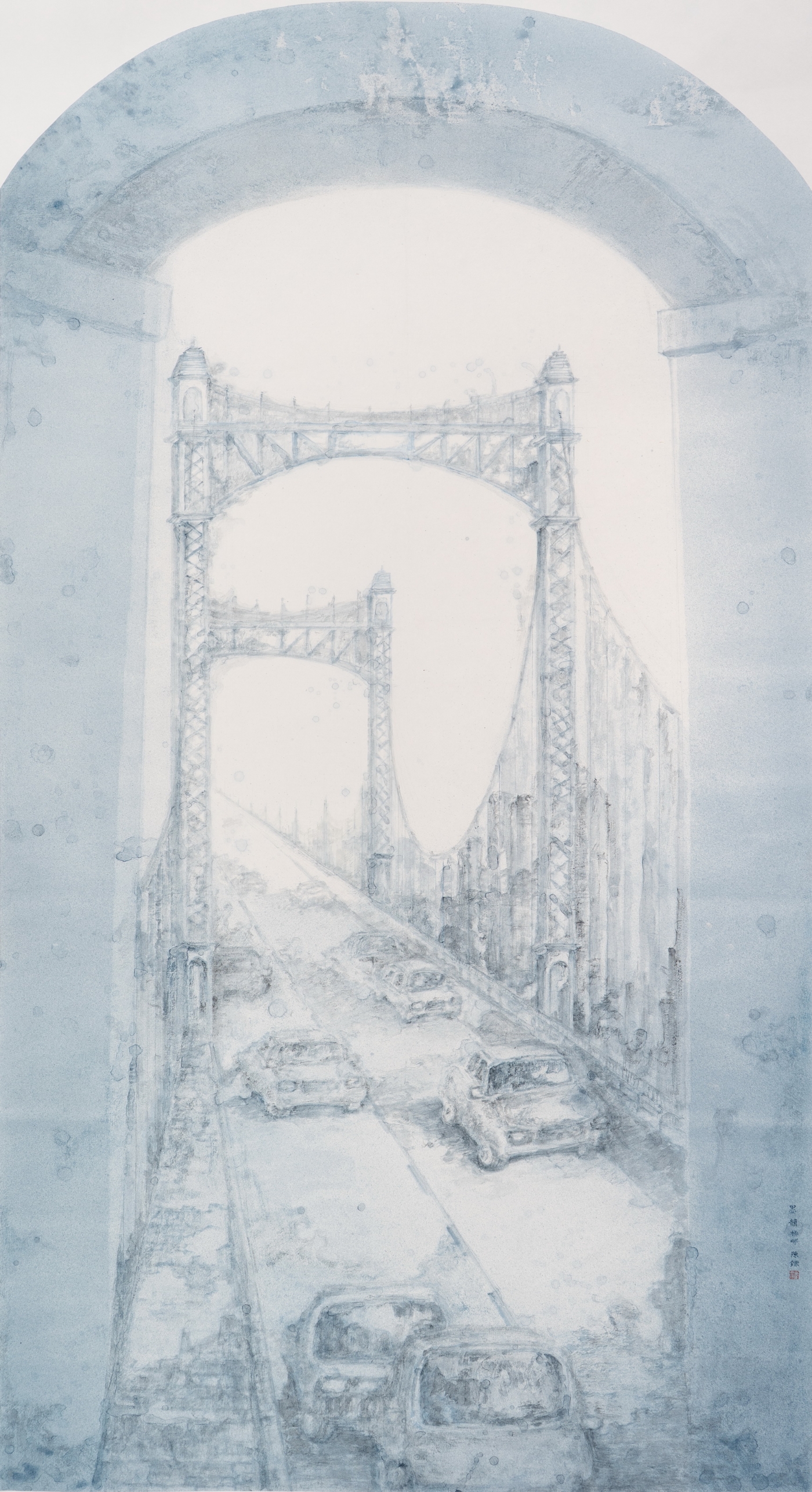 陳鑠《墨韻橋畔》180cmx96cm