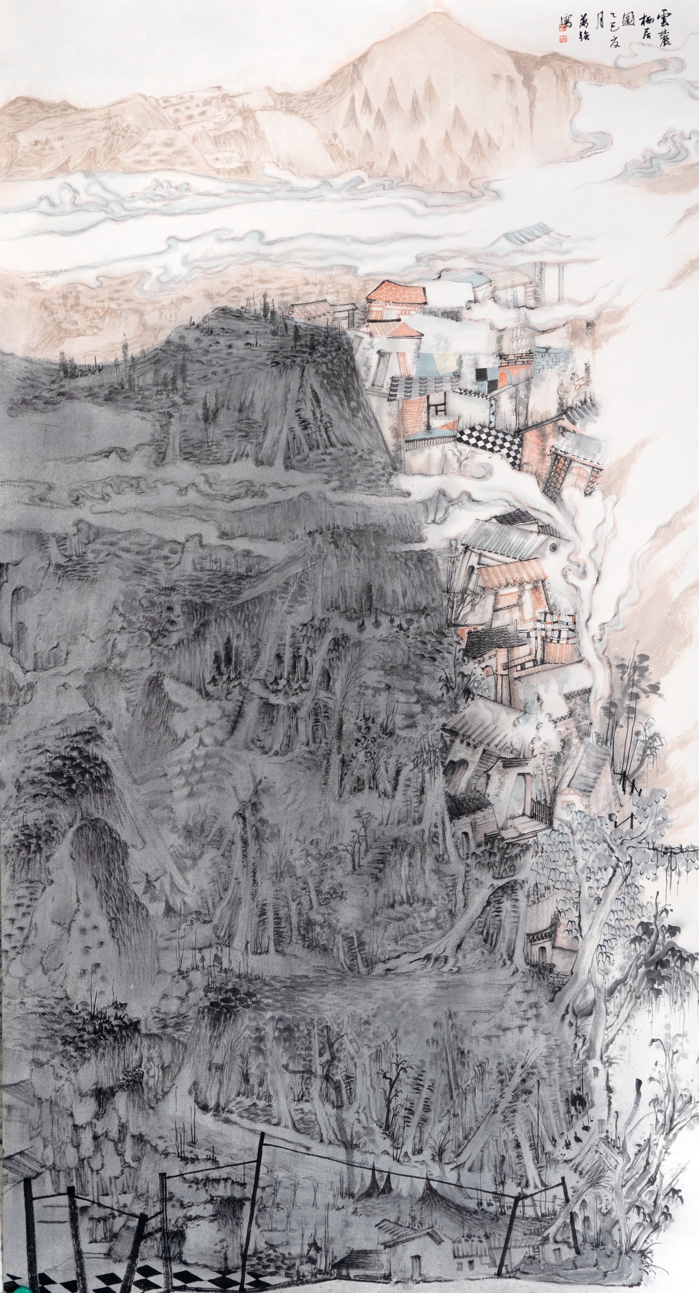 李萬強《云麓棲云圖》180cmx96cm