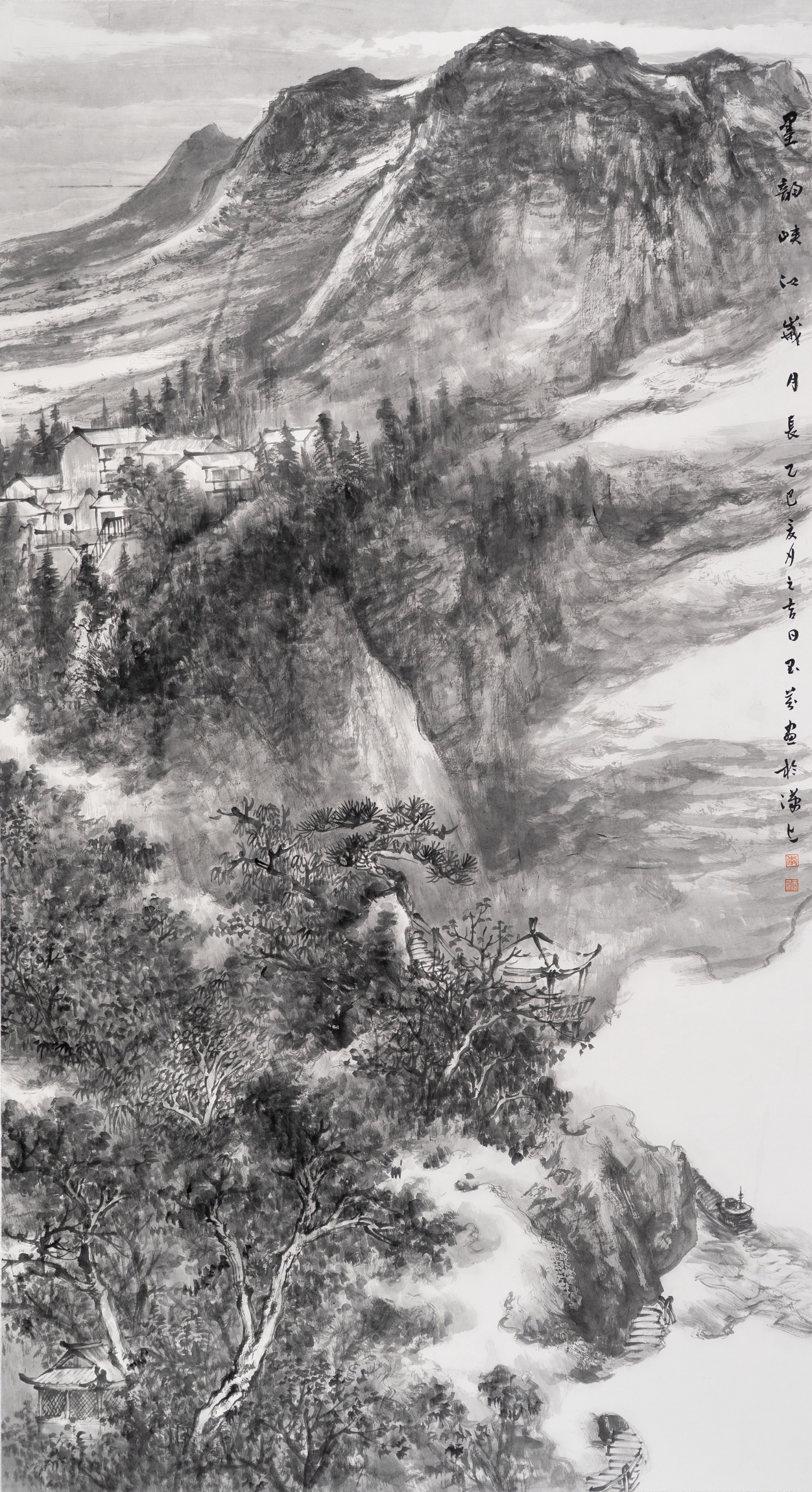 李玉芬《墨韻峽江歲月長》180cmx96cm