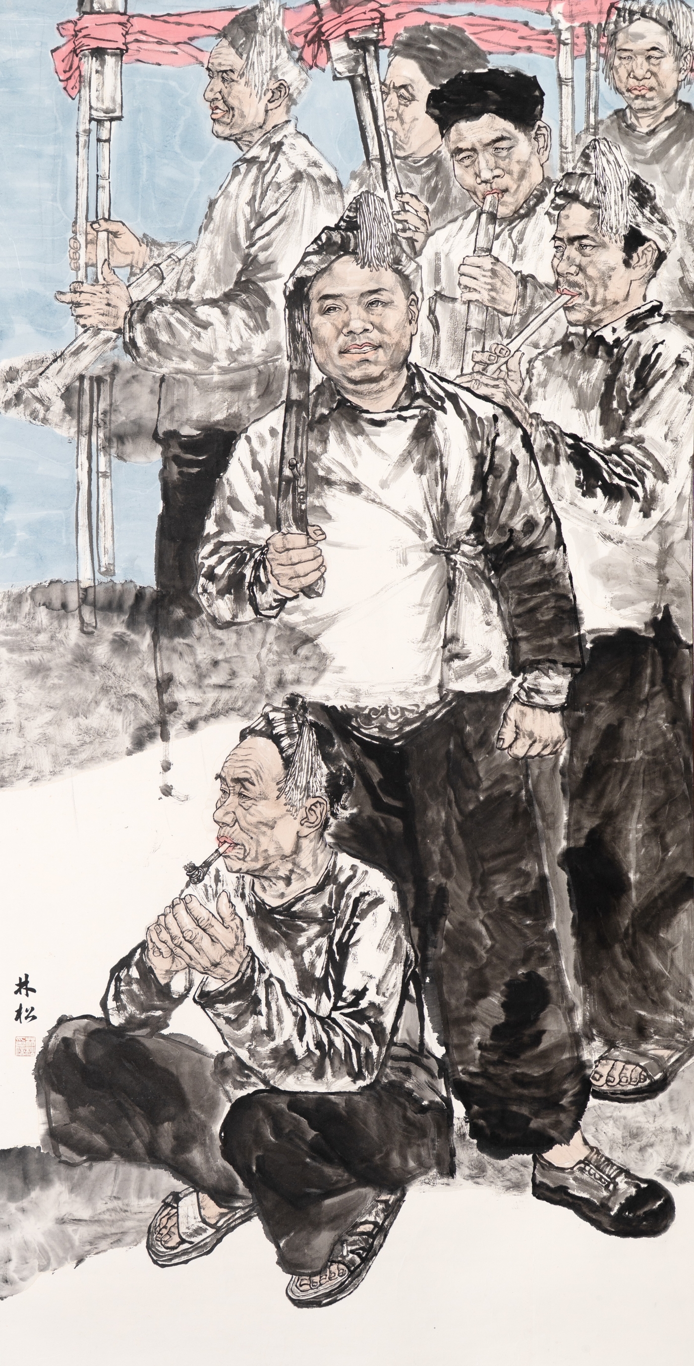 林松《清水江之岜沙情》180cmx96cm