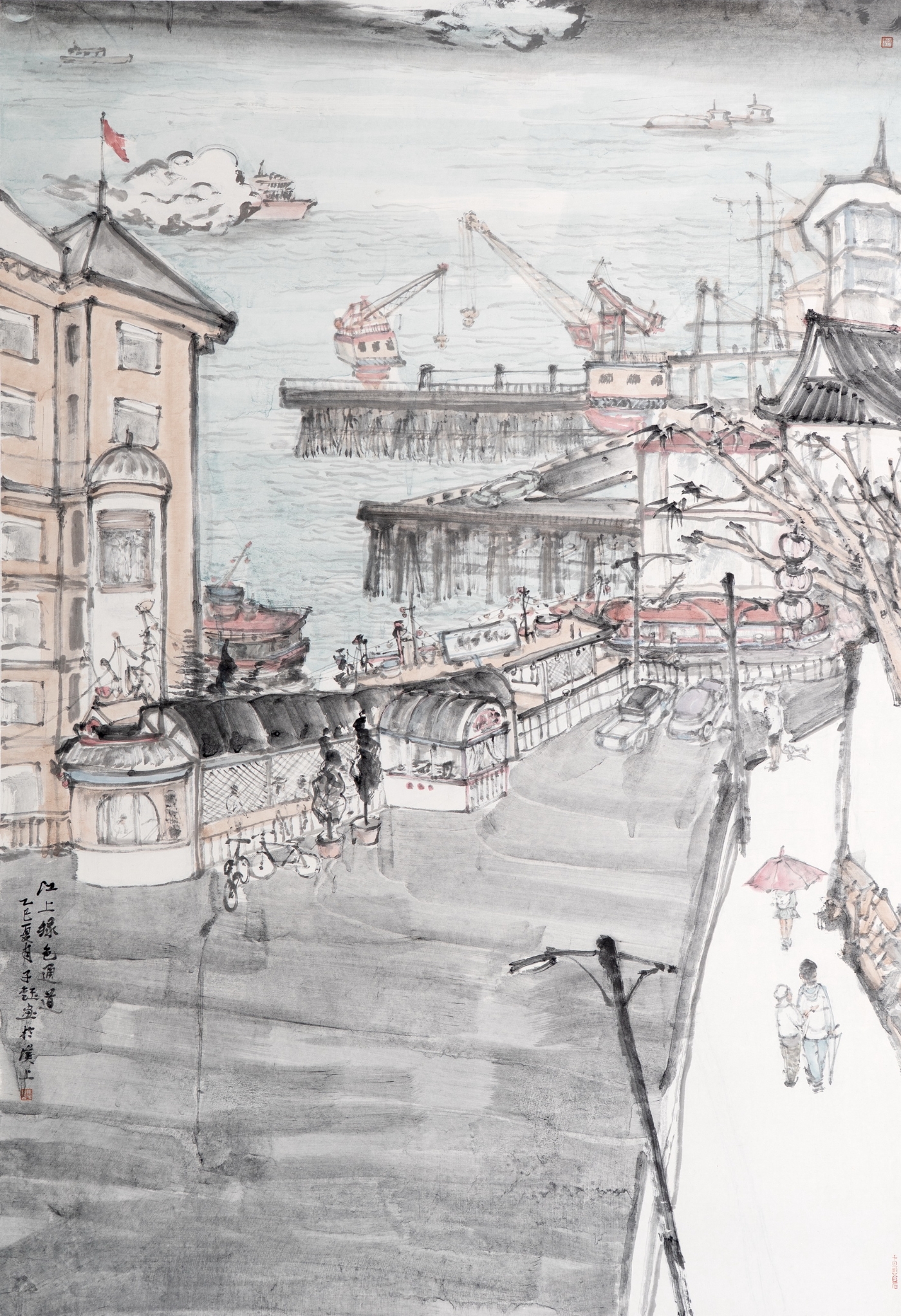 馬子玨《江上綠色通道》150cmx98cm