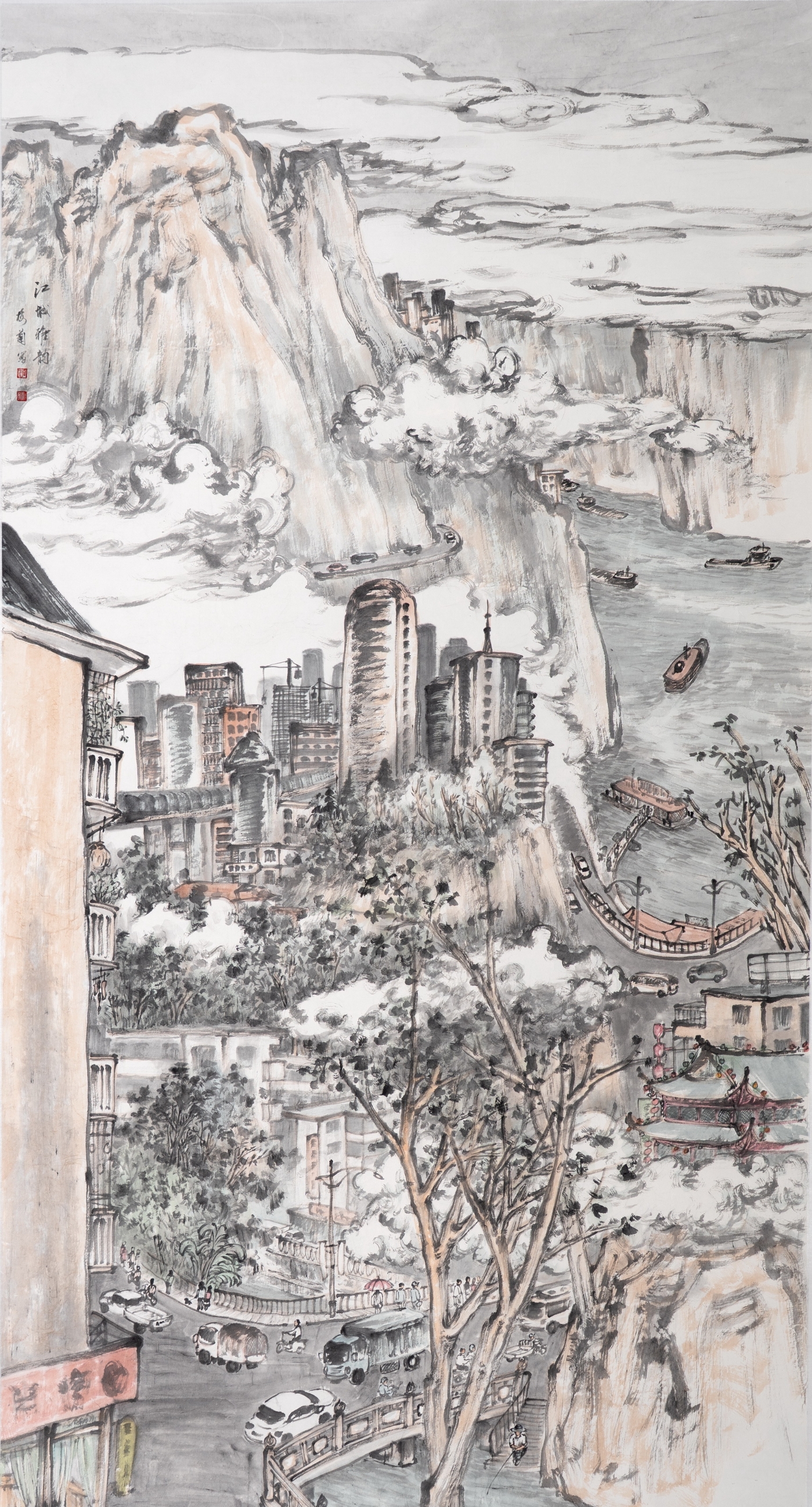 王梅蘭《江城雅韻》180cmx96cm