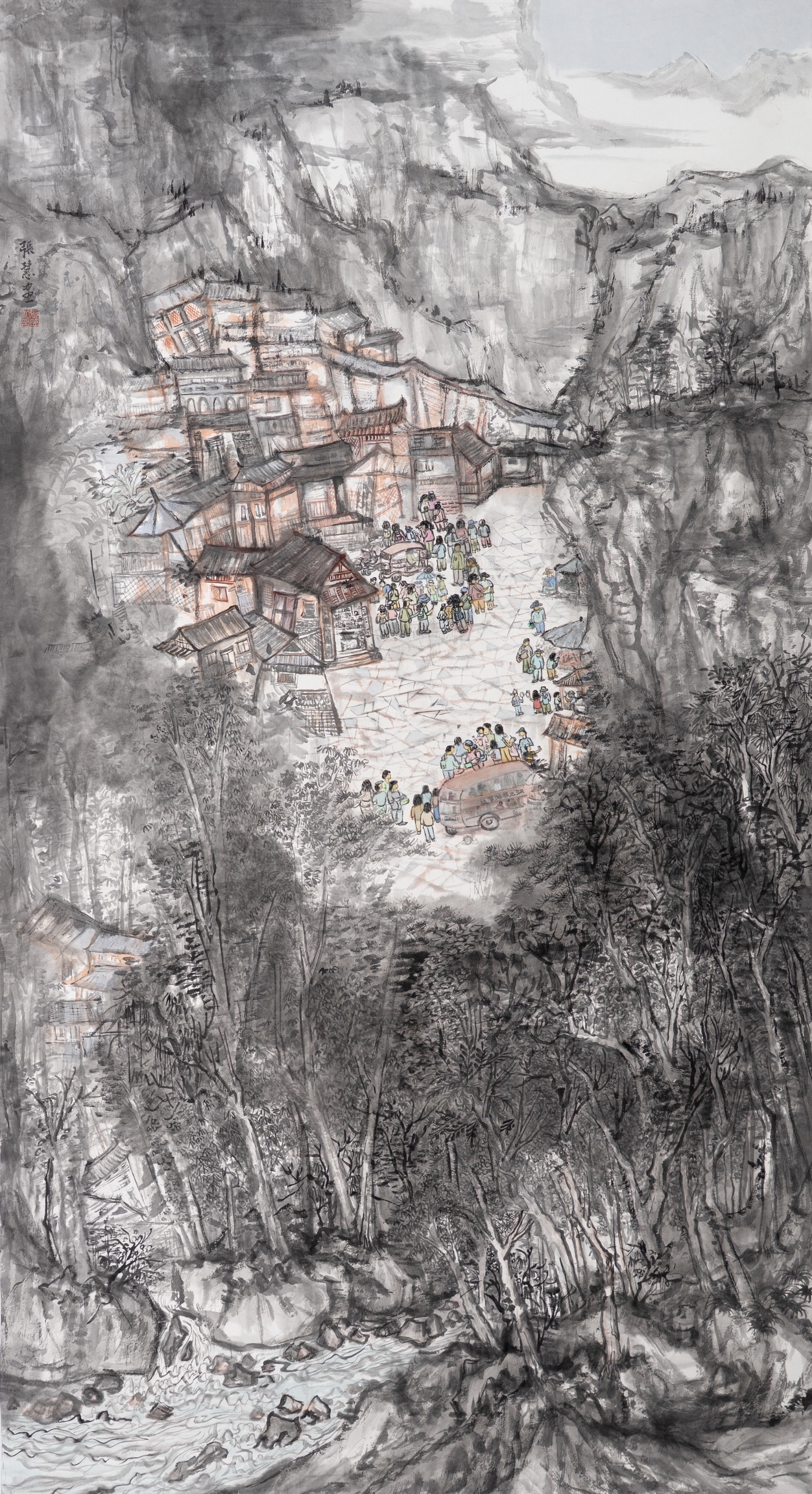 張慧《三峽人家》180cmx96cm