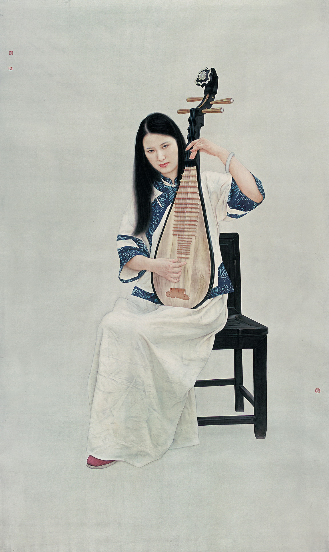 《清音》工筆畫 130cm×219cm， 絹本， 2001年創(chuàng)作。