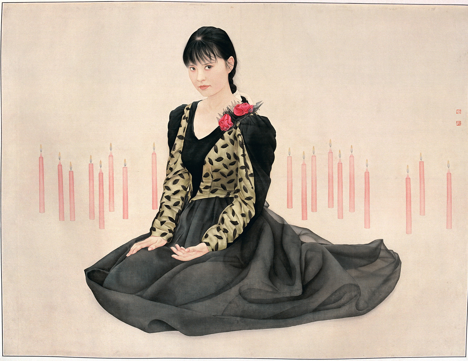 《生日》工筆畫 114cm×153cm， 絹本 ，1995年創(chuàng)作。