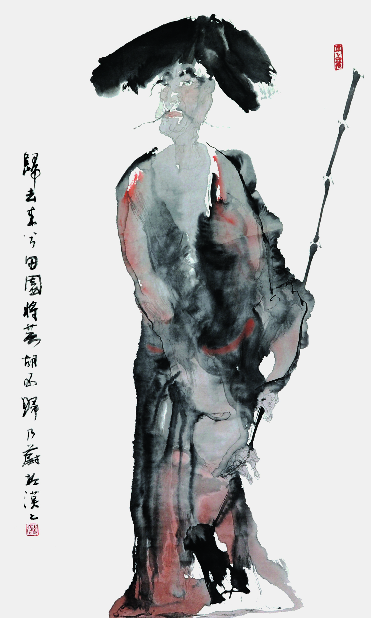 水墨畫《歸去來兮》紙本，136X68CM，1990年。