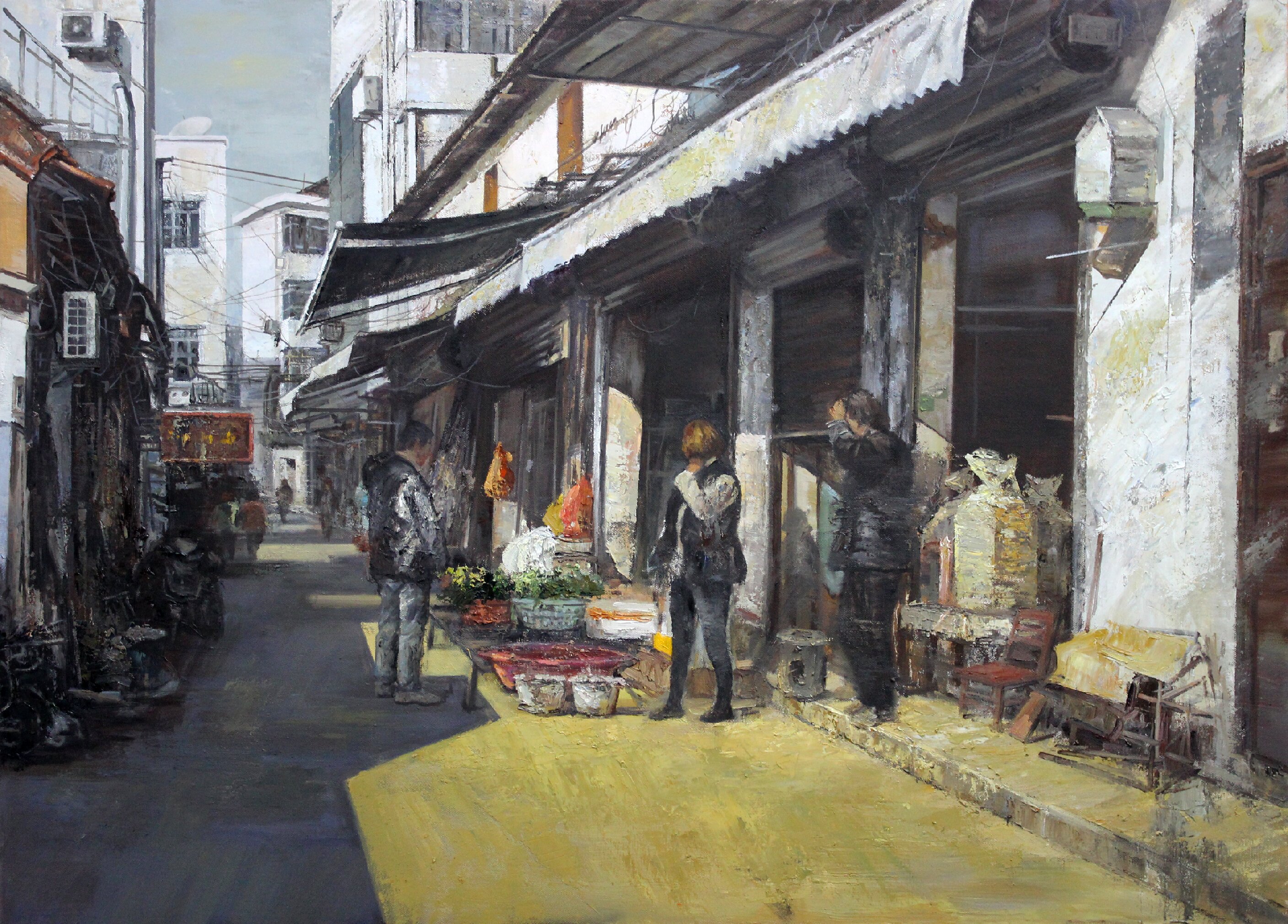 011張克慧+《老街集市》油畫110X80