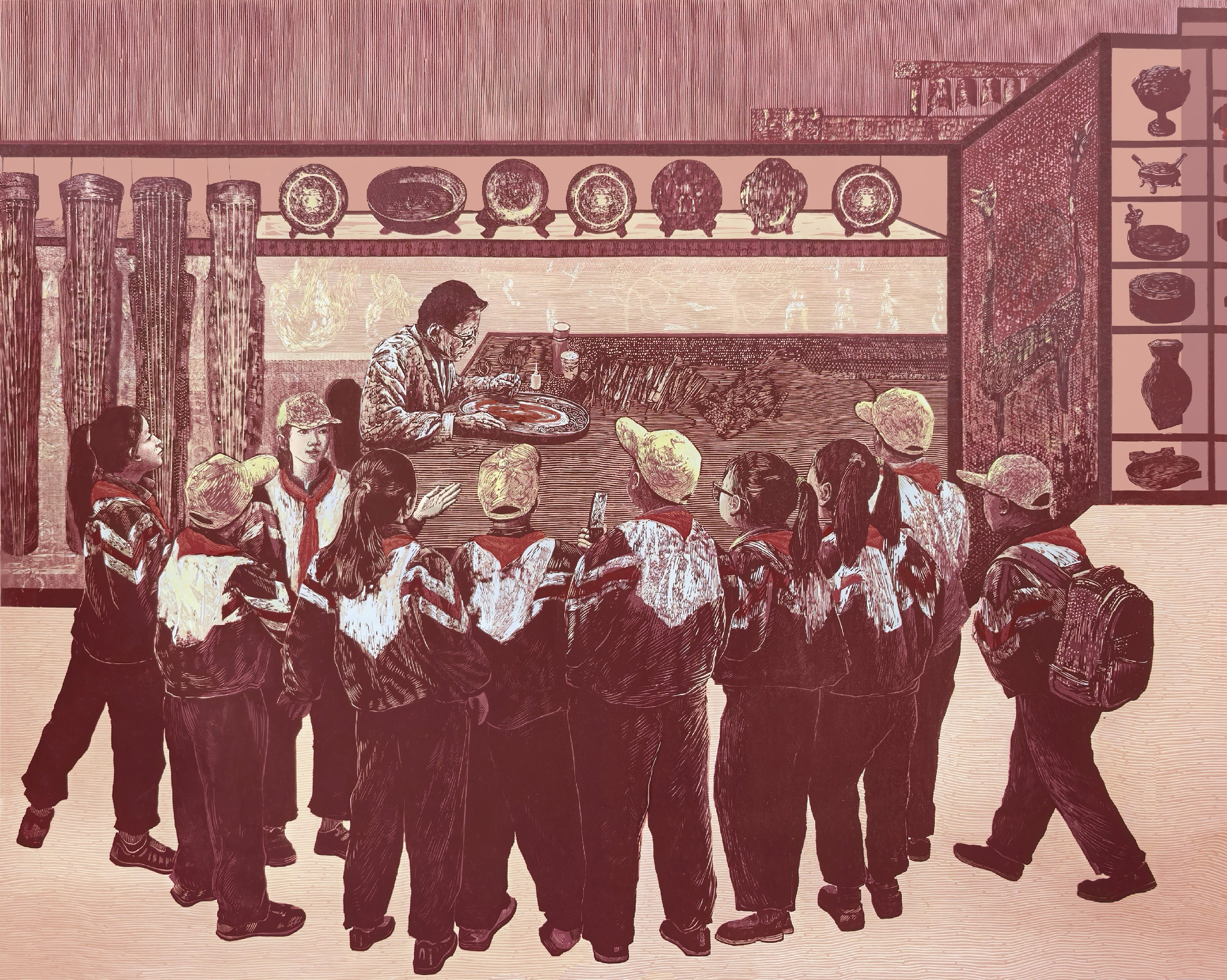 018蔡宛彤,《楚韻漆光》，版畫，110x88cm,2024年