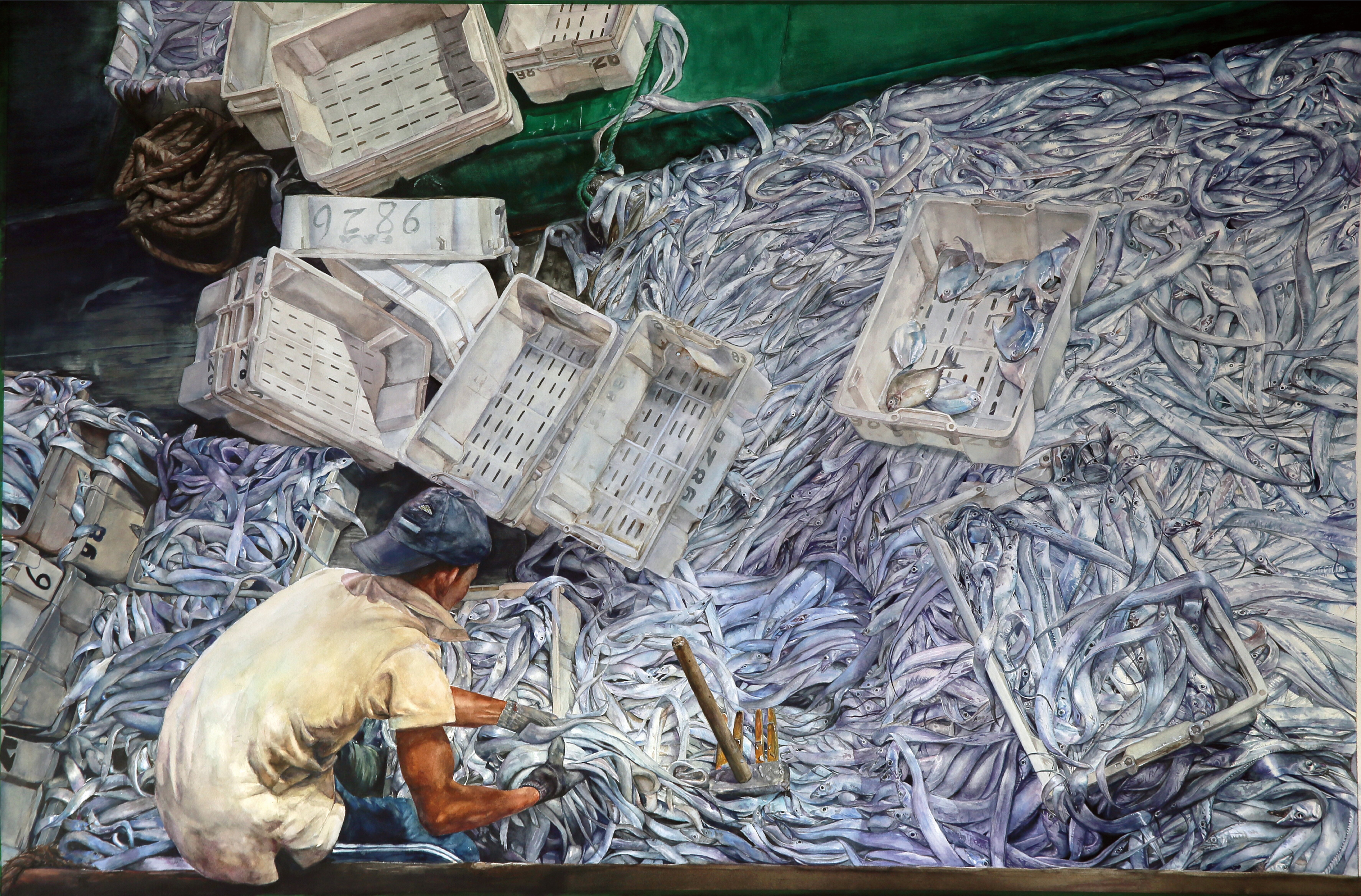 181金凡超 +作品《銀潮無岸》+水彩顏料水彩紙+高：69.5cm、寬104.7cm+2025年