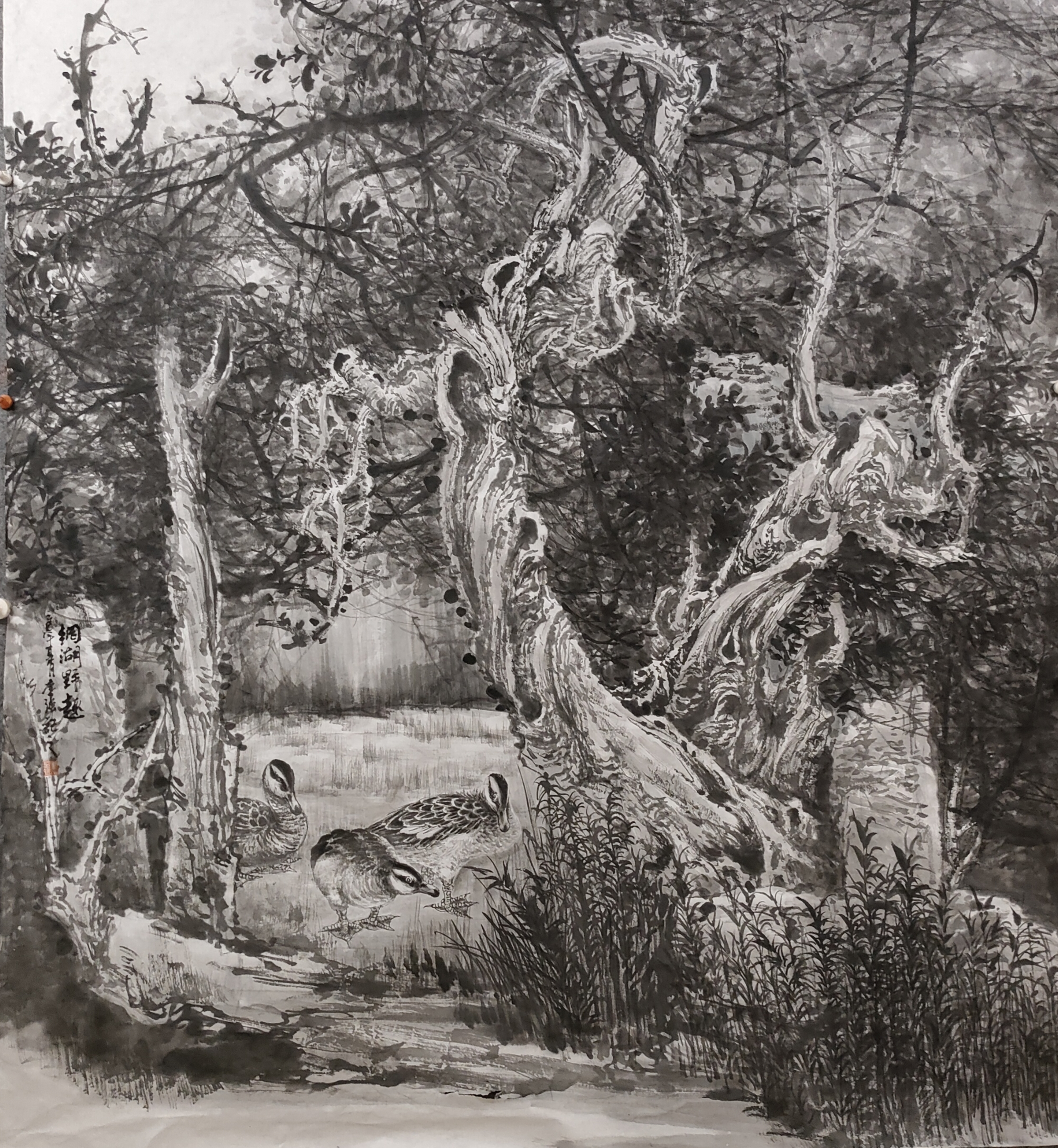 208李強 網(wǎng)湖野趣 中國畫 160X145